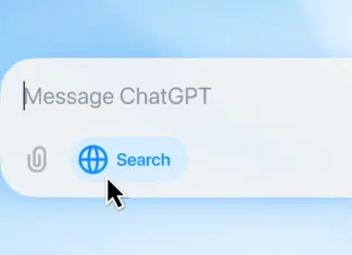 How ChatGPT’s New Search Feature is Transforming Online Search and Competing with Google and Bing alt="Close-up of a search bar with the text ‘Message ChatGPT’ and a blinking text entry cursor. Below, a globe icon with ‘Search’ is shown, and a cursor hovers over the search button. A paperclip icon is also visible."